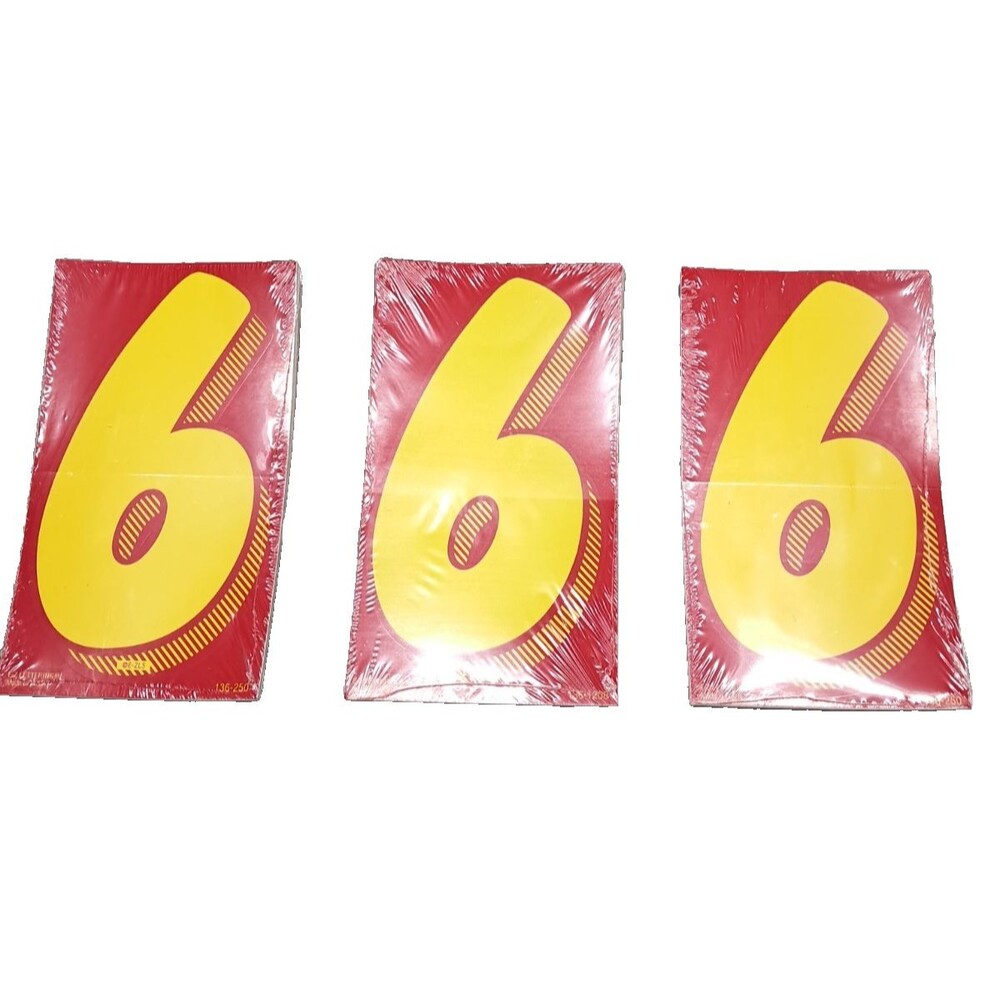 3 Pack Red Yellow Car dealer stickers windshield Vinyl Numbers Decals 7.5" #6